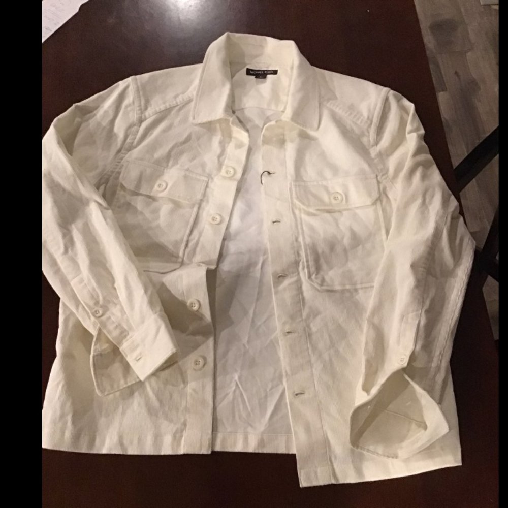 MICHAEL KORS MENS HEAVY IVORY BUTTON UP